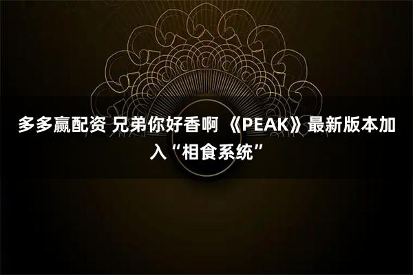 多多赢配资 兄弟你好香啊 《PEAK》最新版本加入“相食系统”