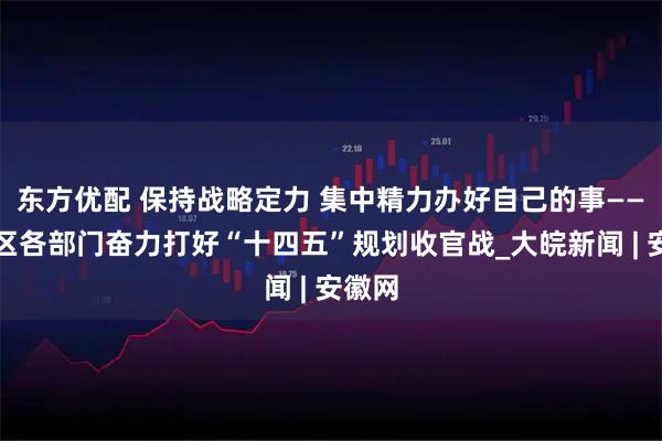 东方优配 保持战略定力 集中精力办好自己的事——各地区各部门奋力打好“十四五”规划收官战_大皖新闻 | 安徽网
